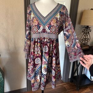 Umgee Bohemian/Boho Floral Paisley Dress